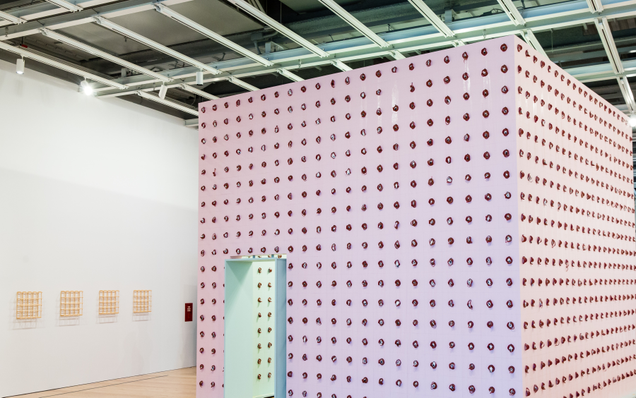 Installation view of Pope.L, aka William Pope.L, Claim (Whitney Version), 2017. (Collection of the artist; courtesy of Mitchell-Innes & Nash, New York. Matthew Carasella/Whitney Museum of Art)